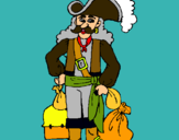 Dibuix Pirata amb sacs d'or pintat per PEDRO