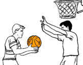 Dibuix Jugador defensant  pintat per basket