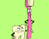 Dibuix Queixal i raspall de dents pintat per rousi