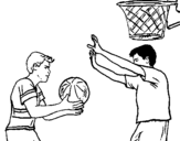 Dibuix Jugador defensant  pintat per baskett