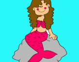 Dibuix Sirena asseguda en una roca  pintat per rousi