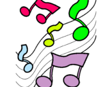 Dibuix Notes en l'escala musical  pintat per olga