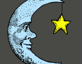 Dibuix Lluna i estrella pintat per mar