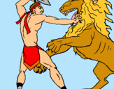 Dibuix Gladiador contra lleó pintat per juan francisco g.s