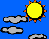 Dibuix Sol i núvols 2 pintat per BRUEL
