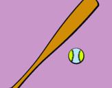 Dibuix Bat i bola de beisbol pintat per maria barniol