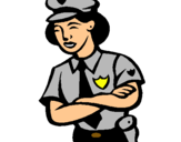 Dibuix Policia dona pintat per policeman