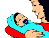 Dibuix Mare amb la seva nadó II pintat per jhoselin