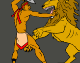 Dibuix Gladiador contra lleó pintat per itziarfernandez