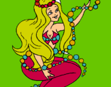 Dibuix Sirena entre bombolles pintat per ESTRELLETA
