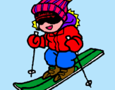 Dibuix Nen esquiant  pintat per emma