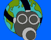 Dibuix Terra amb màscara de gas pintat per anonim