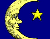 Dibuix Lluna i estrella pintat per maireio