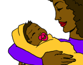 Dibuix Mare amb la seva nadó II pintat per gundou