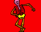 Dibuix Esquelet content  pintat per orioli