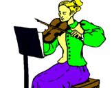 Dibuix Dama violinista pintat per nàstia