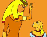 Dibuix Mare i fill egipcis pintat per EGIPCIA