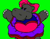 Dibuix Hipopótama amb llaç pintat per oriol