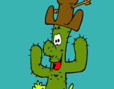 Dibuix Cactus amb barret  pintat per arenita
