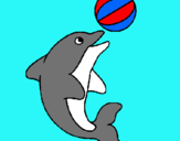 Dibuix Dofí jugant amb una pilota pintat per Anna Barreiro Gras