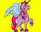 Dibuix Unicorn amb ales pintat per unicornio