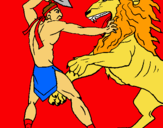Dibuix Gladiador contra lleó pintat per alex
