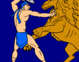Dibuix Gladiador contra lleó pintat per MARTI