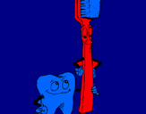 Dibuix Queixal i raspall de dents pintat per MARTI