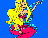 Dibuix Sirena entre bombolles pintat per eva solanes querlt