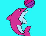 Dibuix Dofí jugant amb una pilota pintat per dofi rosa