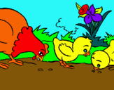 Dibuix Gallina i pollets pintat per lucia gracia