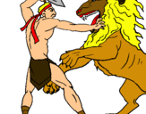 Dibuix Gladiador contra lleó pintat per lluc   