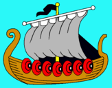 Dibuix Vaixell víking  pintat per erica