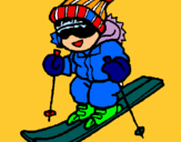 Dibuix Nen esquiant  pintat per anònim