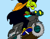 Dibuix Bruixa en moto pintat per miguel valderrama