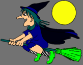 Dibuix Bruixa en escombra voladora pintat per soumia