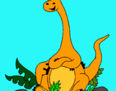 Dibuix Diplodocus assegut  pintat per   DAMIA AGUADO
