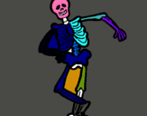 Dibuix Esquelet content  pintat per hassan