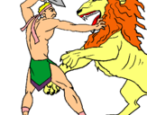 Dibuix Gladiador contra lleó pintat per araceli