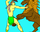 Dibuix Gladiador contra lleó pintat per dani valderrama