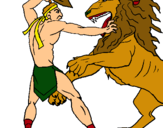 Dibuix Gladiador contra lleó pintat per Oriol G.V
