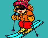 Dibuix Nen esquiant  pintat per laura