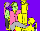 Dibuix Pare amb els seus tres fills pintat per AGTFWAESSADFFFGGTGGTTHUJY