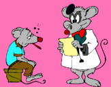 Dibuix Doctor i pacient ratolí pintat per Helena fs