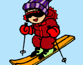 Dibuix Nen esquiant  pintat per aina marí 