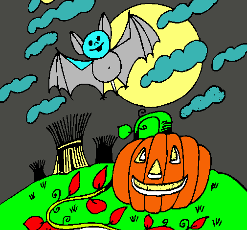 Dibuix Paisatge de Halloween pintat per mateu
