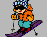 Dibuix Nen esquiant  pintat per aina marí 
