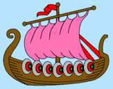 Dibuix Vaixell víking  pintat per ingrid lucas