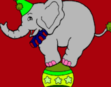 Dibuix Elefant sobre una pilota pintat per erica