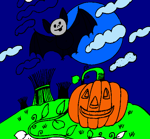 Dibuix Paisatge de Halloween pintat per AURA